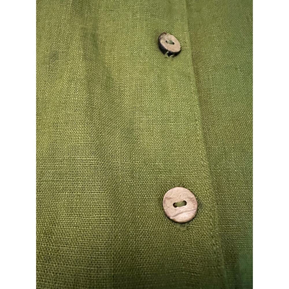 Linen 2-pc blouse pants relax fit loungewear forest green casual logenlook M - Picture 7 of 7